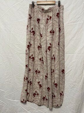 Cream Burgundy Floral Wide Leg Pants Size XL from Hawaii